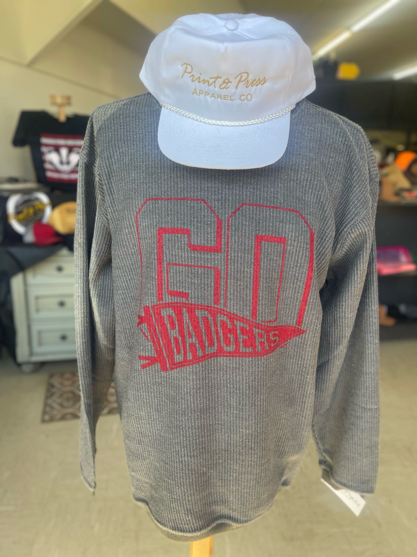 Go Badgers! Washed Cord Crew