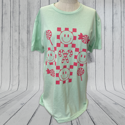 Candy Cane Smiley Tee