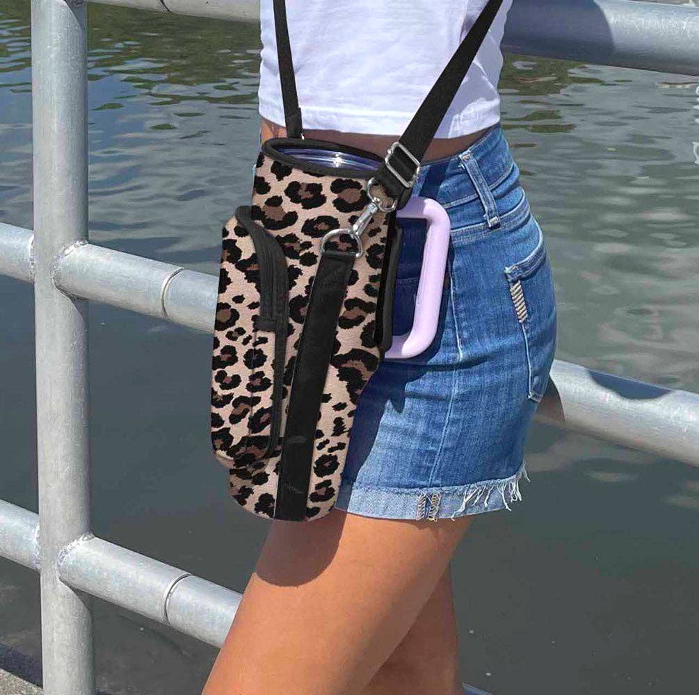 40 oz Tumbler "Handle" Bag - Leopard