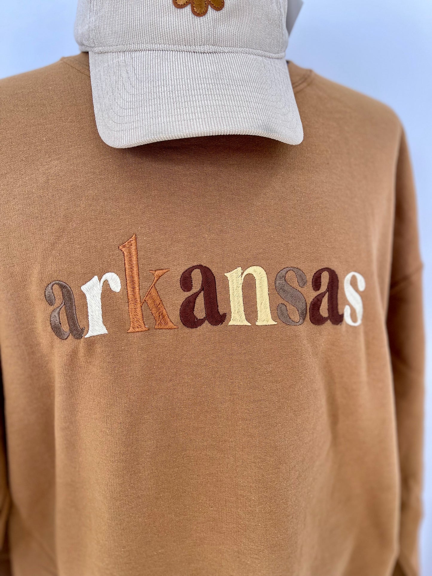 Arkansas Embroidered Crewneck-Neutral