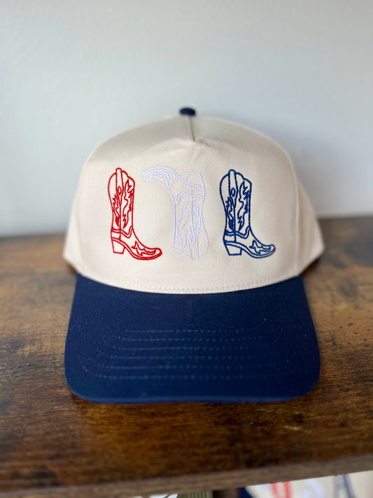 Red, White, & Boots Trucker Hat